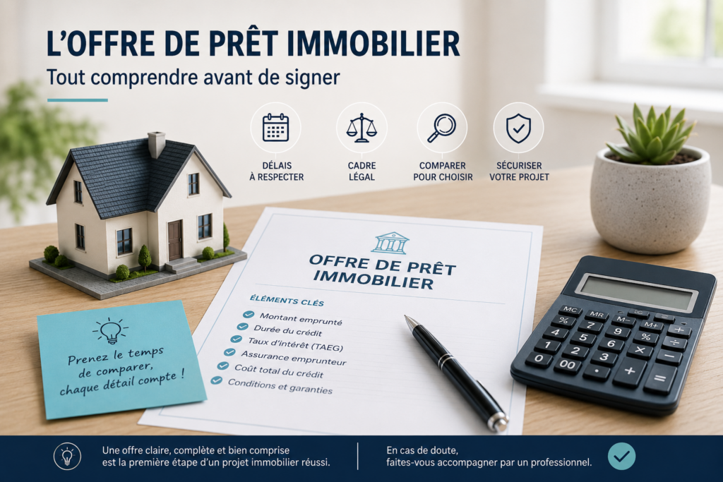 Contrat d'assurance prêt immobilier posé sur un bureau avec des documents de crédit immobilier