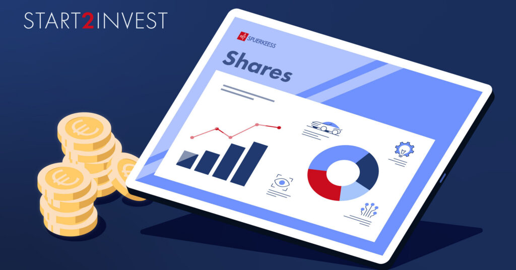Documents comptables et graphique boursier illustrant des shares, actions d'une entreprise